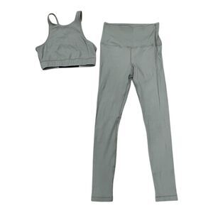 Tan Lines by Sivan Ayla Sage Green Ribbed Athletic Bra and Leggings Set S